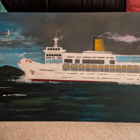 Detail: Ship beneath the moon.