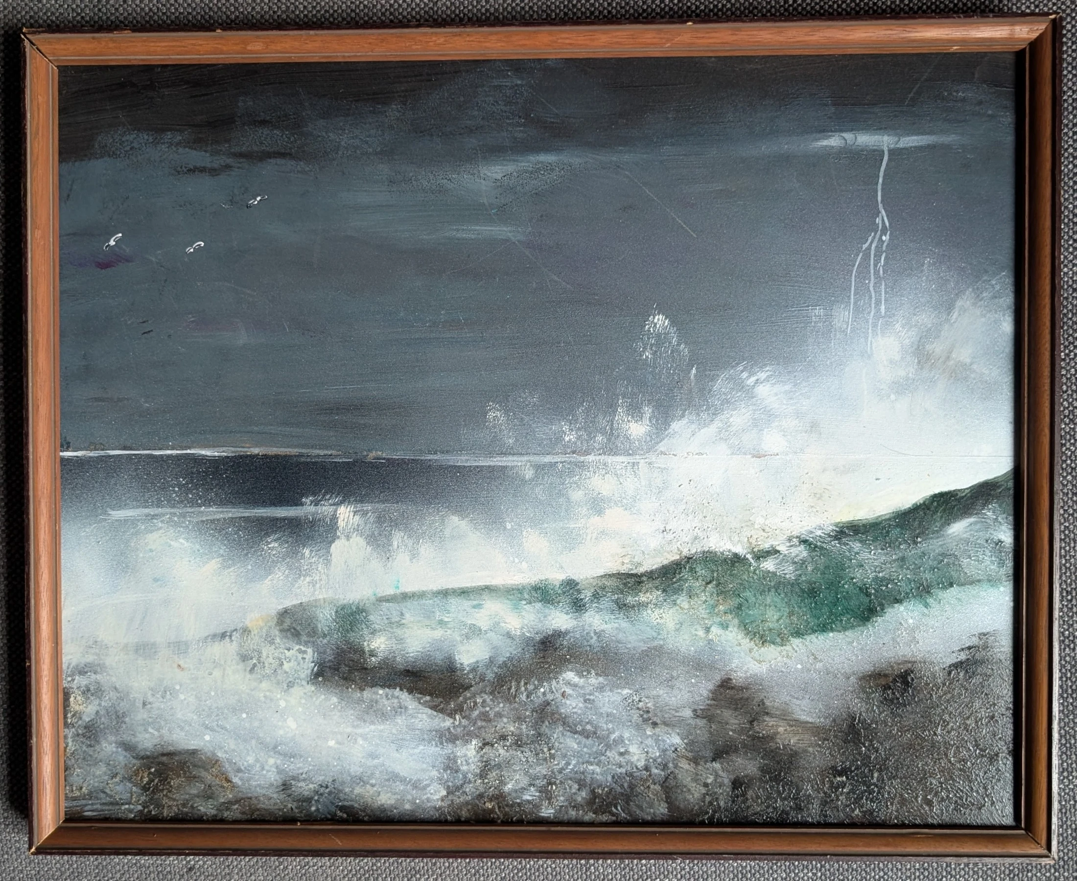 Stormy Sea: Waves and lightning.