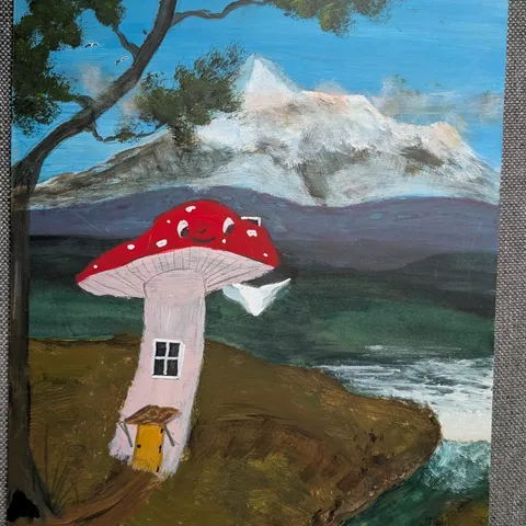 Detail: Mushroom house.