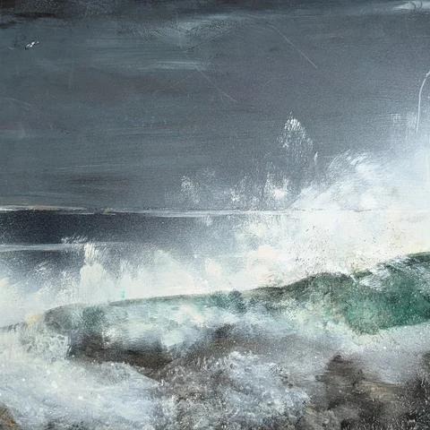 Detail: Waves and lightning.