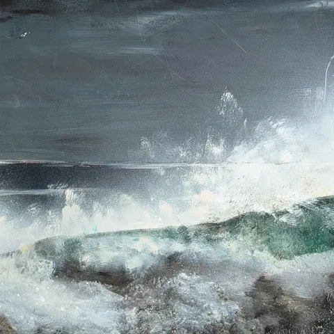 Detail: Waves and lightning.