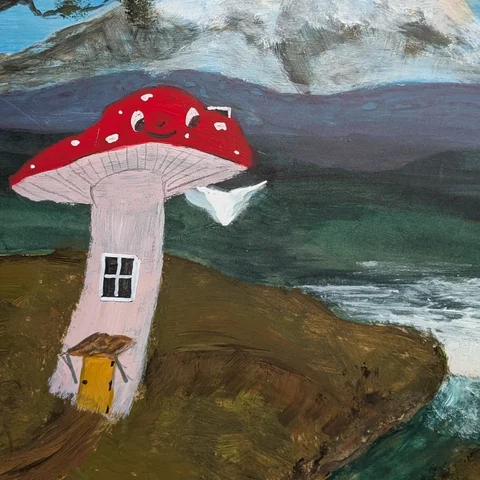 Detail: Mushroom house.