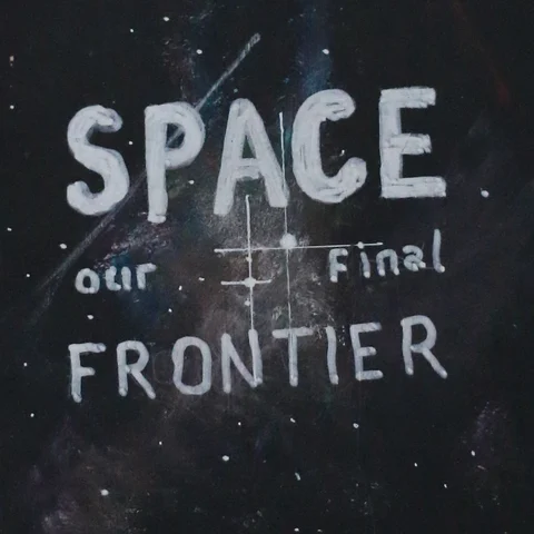 Detail: Space lettering.